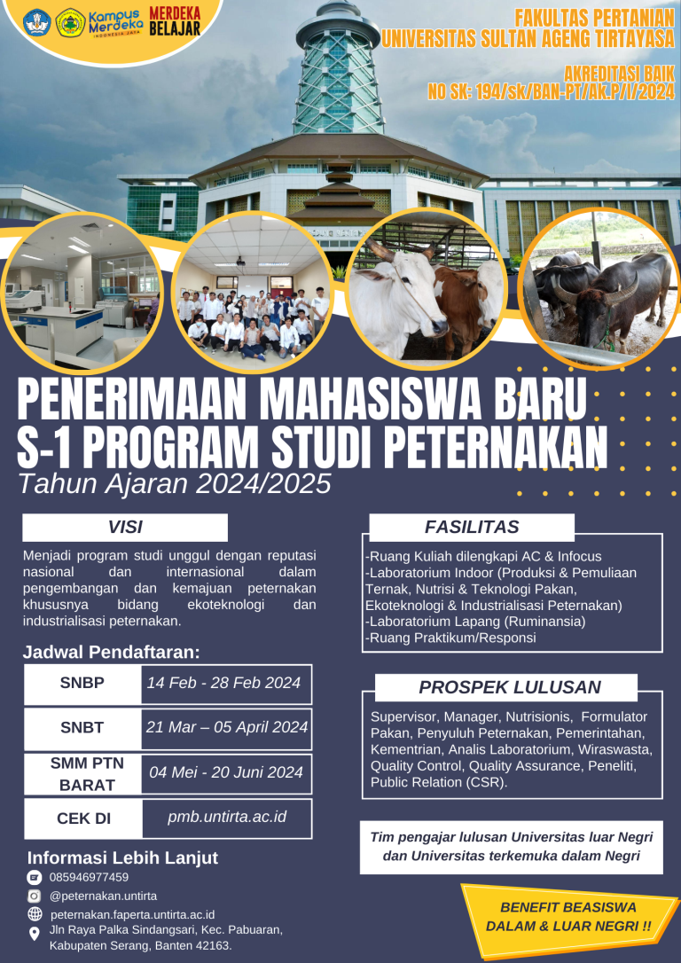 Penerimaan Mahasiswa Baru S1-Program Studi Peternakan TA 2024/2025